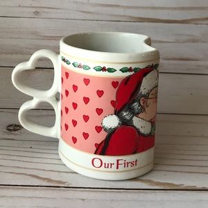 Enesco 1987 Vintage Santa Mrs Claus Our First Christmas Together 8 oz Mug